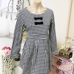 レディスMサイズ:東京ファッション【TOKYO FASHION】前リボン二つ★ストレッチワンピース