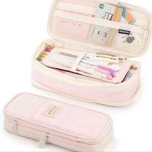 ペンケース 大容量 マチつき 筆箱 多機能 帆布 マチ付き ペンケース ピンク