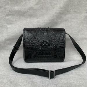  crocodile leather shoulder bag messenger bag diagonal .. business bag men's bag wani leather original leather casual fashion 