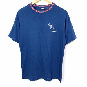 ■70s 70年代 ビンテージ Champion チャンピオン バータグ ワンポイント 半袖 トリムTシャツ 古着 アメカジ サイズL■