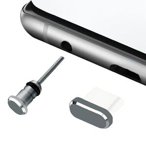 タイプC Type-C USB-C コネクタカバー イヤホンジャックセット スマホ タブレット グレイ