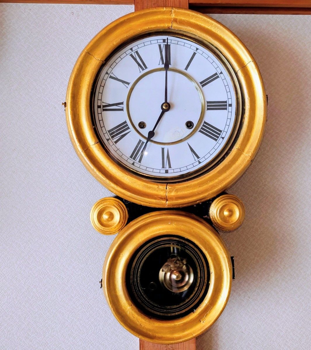 〈完動美品〉精工舎　本四ツ丸達磨型ゼンマイ振り子時計　アンティーク古時計