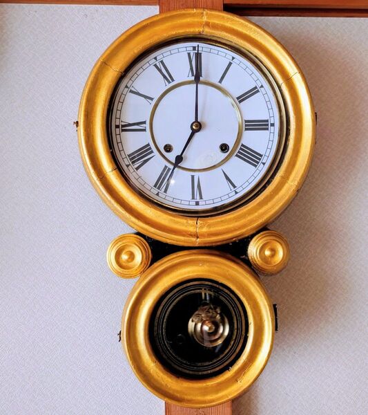 〈完動美品〉精工舎 本四ツ丸達磨型ゼンマイ振り子時計 アンティーク古時計