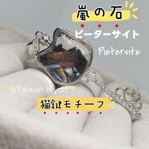 ピーターサイト 鍵 猫モチーフ トップ ペンダント 嵐の石
