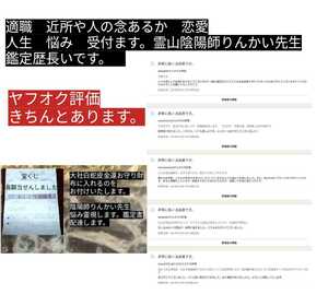 少し怖い霊視　陰陽師霊視　金運厄除け祈祷　全て霊視　恋愛前世見ます　鑑定書配達　ヤフオク大人気先生