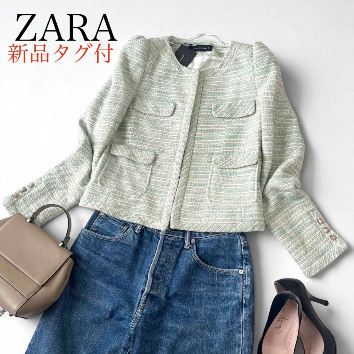 新品 タグ付き ZARA ツイード テーラードジャケット 白 M 新品 タグ付き ZARA ツイード テーラードジャケット 白 M|Yahoo
