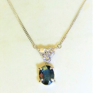 【東京 谷中 質屋おぢさん】Pt850プラチナ ネックレス サファイヤ1.56ct ダイヤ 3ヶ0.33ct