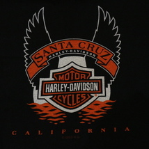 90s~ USA製 Harley Davidson Tシャツ L ブラック santa cruz 半袖 両面プリント ハーレーダビッドソン ロゴ モーターサイクル ヴィンテージ_画像1