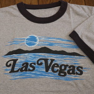 90s Las Vegas リンガー Tシャツ S グレー ラスベガス イラスト ロゴ スーベニア カジノ 風景 カリフォルニア 80s ヴィンテージ