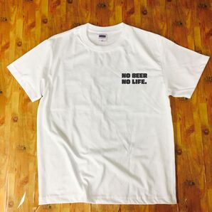 ビール好きTシャツ NO BEER NO LIFE 白 XL 綿100