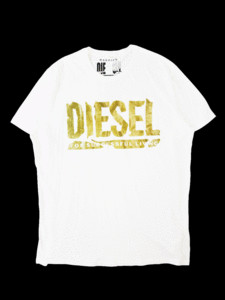 DIESEL ディーゼル ラメ フロントロゴ 半袖Tシャツ XXL ホワイト 送料250円