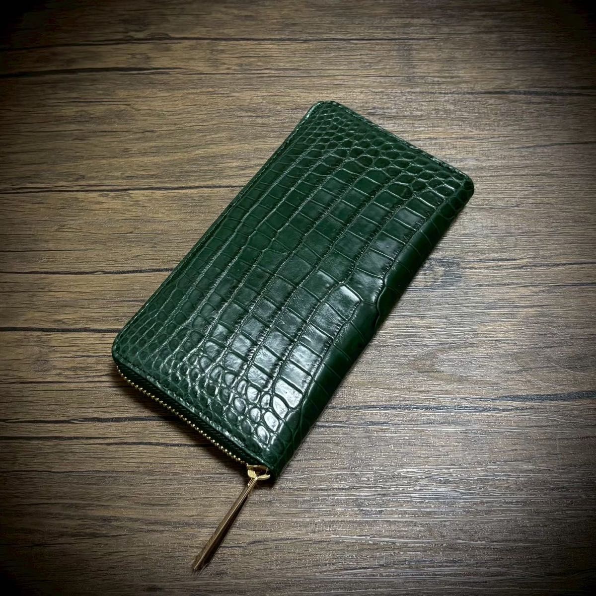クロコダイル 長財布 大容量 カード１５枚収納 メンズ 財布 レディス ワニ革 腹部 一枚革 証明書付 グリーン 緑