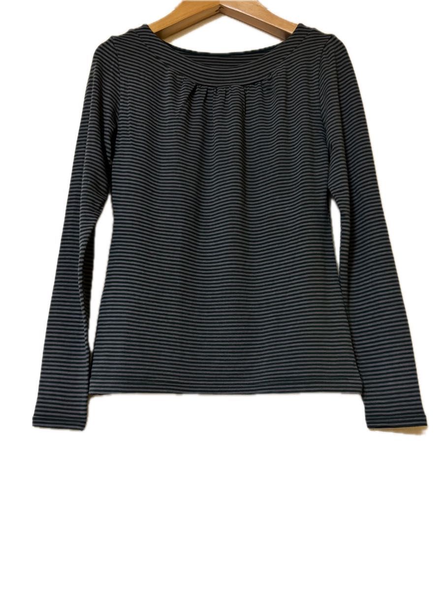 レディース　トップス　カットソー　ストレッチ　長袖　インナー　tシャツ　ボーダー