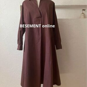新品 タグ付き BESEMENT onlineベースメントオンラインフレアワンピース 茶色 長袖 ロング ブラウン