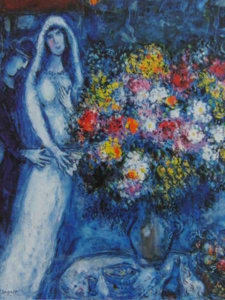 Marc Chagall, LE BOUQUET, Overseas edition, extremely rare, raisonné, New with frame, iafa, Painting, Oil painting, Portraits