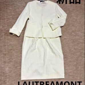新品タグ付き ◆ LAUTREAMONT BLACK ◆ スカート スーツ 40 白 アイボリー セットアップ スーツ セレモニー