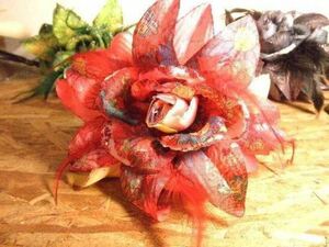 * half-price sale!!* extra-large hair clip RD flower hair accessory Kirakira lame wedding party *