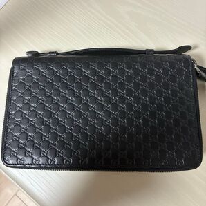 美品 GUCCI グッチ マイクログッチシマ クラッチバッグ ブラック レザー全商品共通