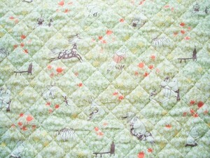  Moomin * double gauze quilting * cotton plant flower * light green 48.