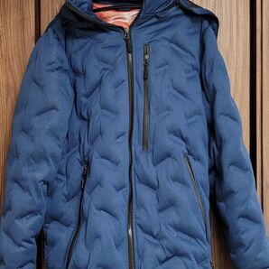 ネイビーブルー キルティング アウター フード付き M