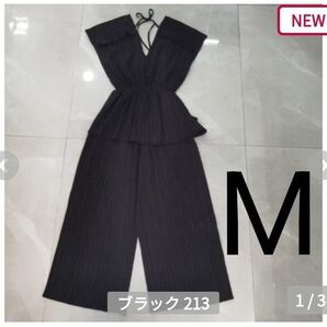 【新品未使用】しまむら Lax Dan Tia シャーリング サロペット フリル ブラック 黒 完売 トレンド かわいい プチプラ