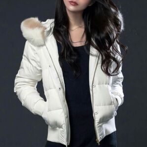 エミリアウィズ マルチカラーFOXファーダウンコート ホワイト