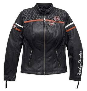 Harley Davidson 純正・中古・美品 Womens ミス ・エンスジアスト・トリプルベント・レザージャケット 98134-17VW (M)