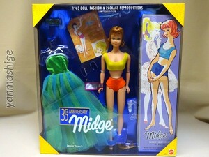 新品 1963復刻版 ミッヂドール バービーベストフレンド 35th Anniversary Midge Doll Barbies Best Friend ミッジ MATTEL マテル