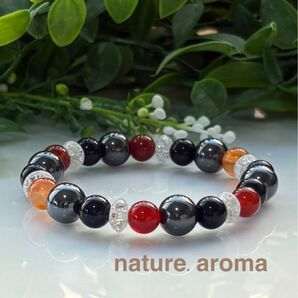 パワーストーンブレスレット マルチカラー 天然石 ヘマタイト オニキス カーネリアン