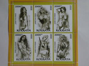 インド(コルカタ)切手『ヌード』6枚シートG