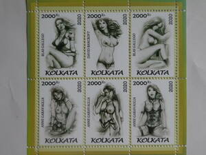 インド(コルカタ)切手『ヌード』6枚シートJ 