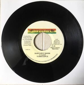 [Mama Riddim] Turbulence - Babylon U Doom / Reggae Dancehall Foundation Dub Roots / 45RPM 7インチレコード