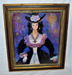 Art hand Auction AT-33 [长期保管品] 土井铃子 油画 西班牙娃娃 F8 附画框, 绘画, 油画, 肖像