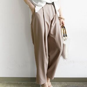 ◆【and it_】リネンライク深タックパンツ パンツ スラックス ウエストゴム