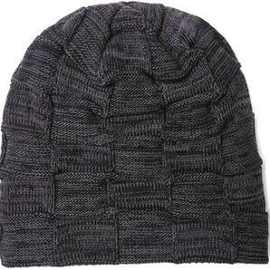スクエアグリッドニットキャップ アウトドア レジャー 裏起毛 ブラック
