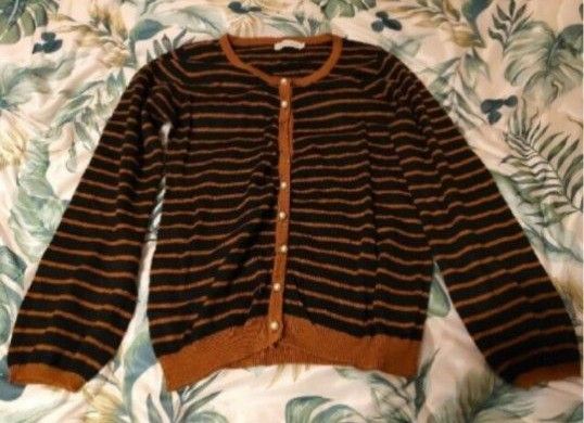 earth music & ecology　アースミュージックアンドエコロジー　ボーダー　長袖　ニット　カーディガン　Sサイズ 