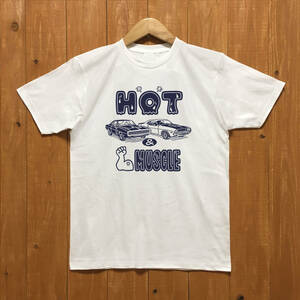 ■ HOT & MUSCLE Tシャツ■Mサイズ（ホワイトxネイビー）チャ－ジャ－　チャレンジャー　ダッジ DODGE MOPAR