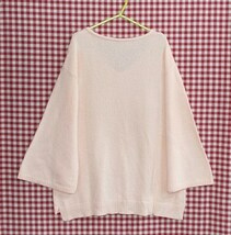 ☆新品☆ファインセレクション☆綿ブークレープルオーバー ニットトップス☆size L サーモンピンク_画像2