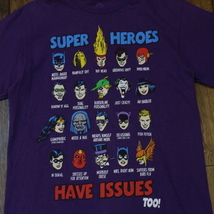 DCコミックス Super Heroes Tシャツ M パープル DC Comics アメコミ ヒーロー キャラクター marvel batman joker flash superman USA古着_画像1