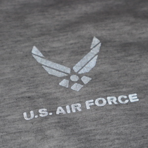 07s U.S.AIR FORCE エアフォース 半袖 Tシャツ L 米軍実物 USAF 両面 ロゴ リフレクター グレー ミリタリー 空軍 ARMY NAVY