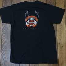 90s~ USA製 Harley Davidson Tシャツ L ブラック santa cruz 半袖 両面プリント ハーレーダビッドソン ロゴ モーターサイクル ヴィンテージ_画像4