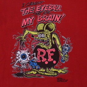 90s RAT FINK EYEBALL Ed Roth Tシャツ レッド 両面 ラットフィンク エドロス イラスト キャラクター アメコミ mooneyes ヴィンテージ