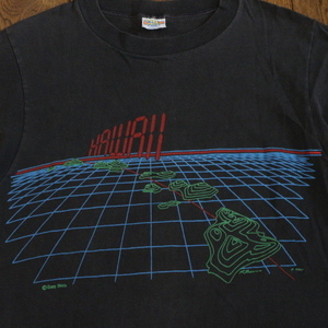 80s USA製 crazy shirts Hawaii Tシャツ S ブラック ハワイ 地図 イラスト スーベニア アロハ ビーチ サーフィン 90s ヴィンテージ