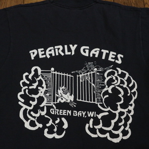 90s USA製 PEARLY GATES Devil Tシャツ M ブラック ScreenStars 両面 悪魔 天使 イラスト キャラクター ロゴ hot stuff ヴィンテージ