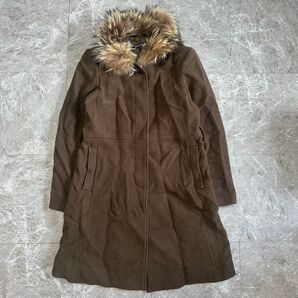 SOLO PLUS ソロプラス ファー付きロングコート ブラウン 【Y81】