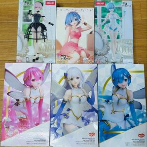 【リゼロ6点セット】ラウンドワン限定 ラム レム エミリア Re:ゼロから始める異世界生活 ジュエルプリンセス フィギュア