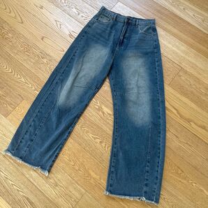 Re:EDIT 全骨格美脚見えシルエット バレルレッグデニムパンツ XL