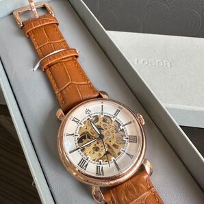 LOBOR ロバー 腕時計 自動巻き スケルトン ブラウン ゴールド 未使用