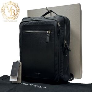 【現行・未使用】Giorgio Armani ジョルジオアルマーニ ASV バックパック リュックサック ナイロン×レザー メンズ