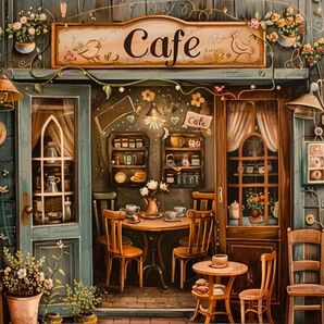 カフェの風景画 クロスステッチキット